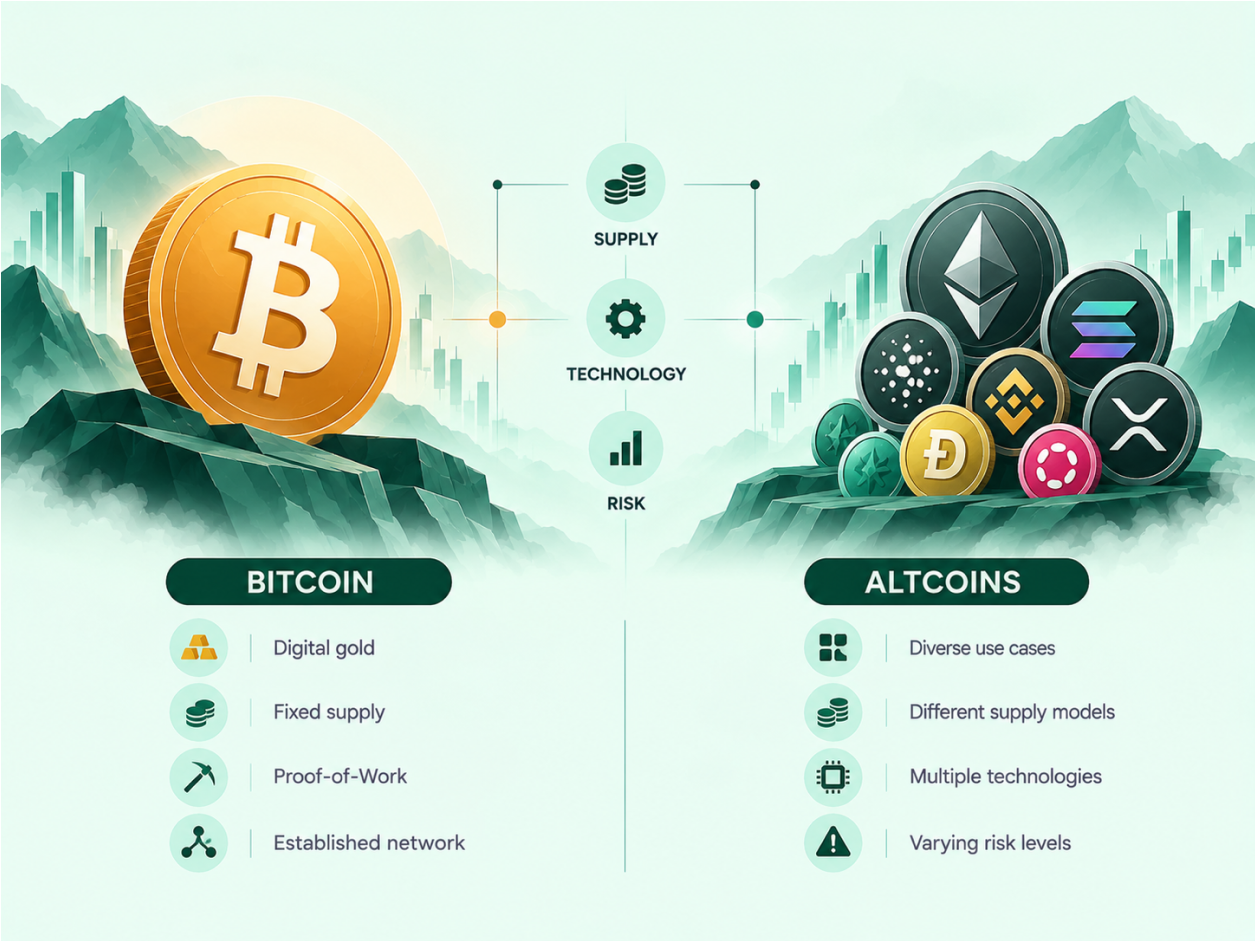 Bitcoin vs. Altcoins: Understanding the Crypto Ecosystem infographic