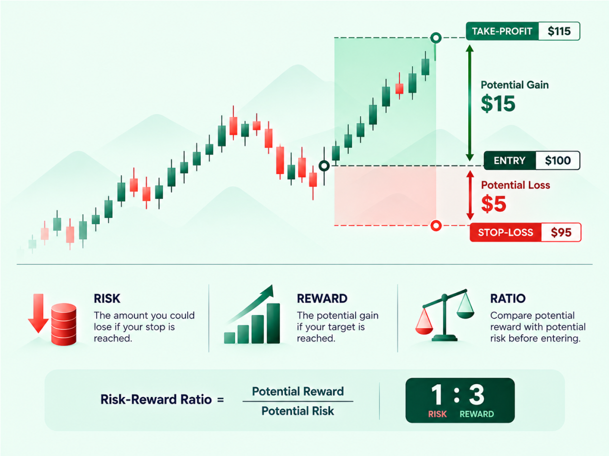Calculating Risk-to-Reward Ratios infographic