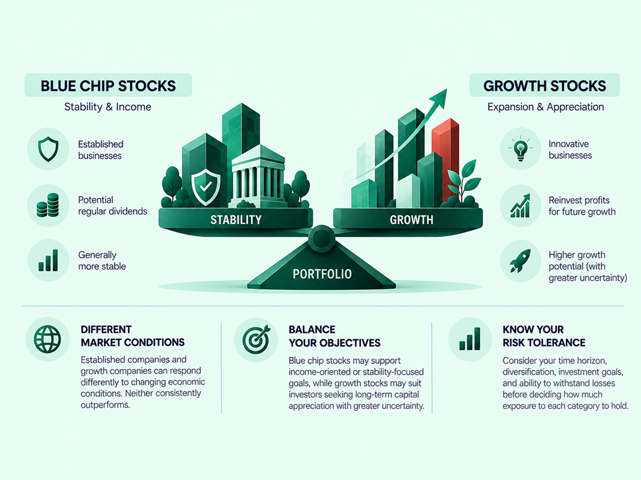 Blue-Chip Stocks vs. Growth Stocks: A Trader’s Guide infographic (2)