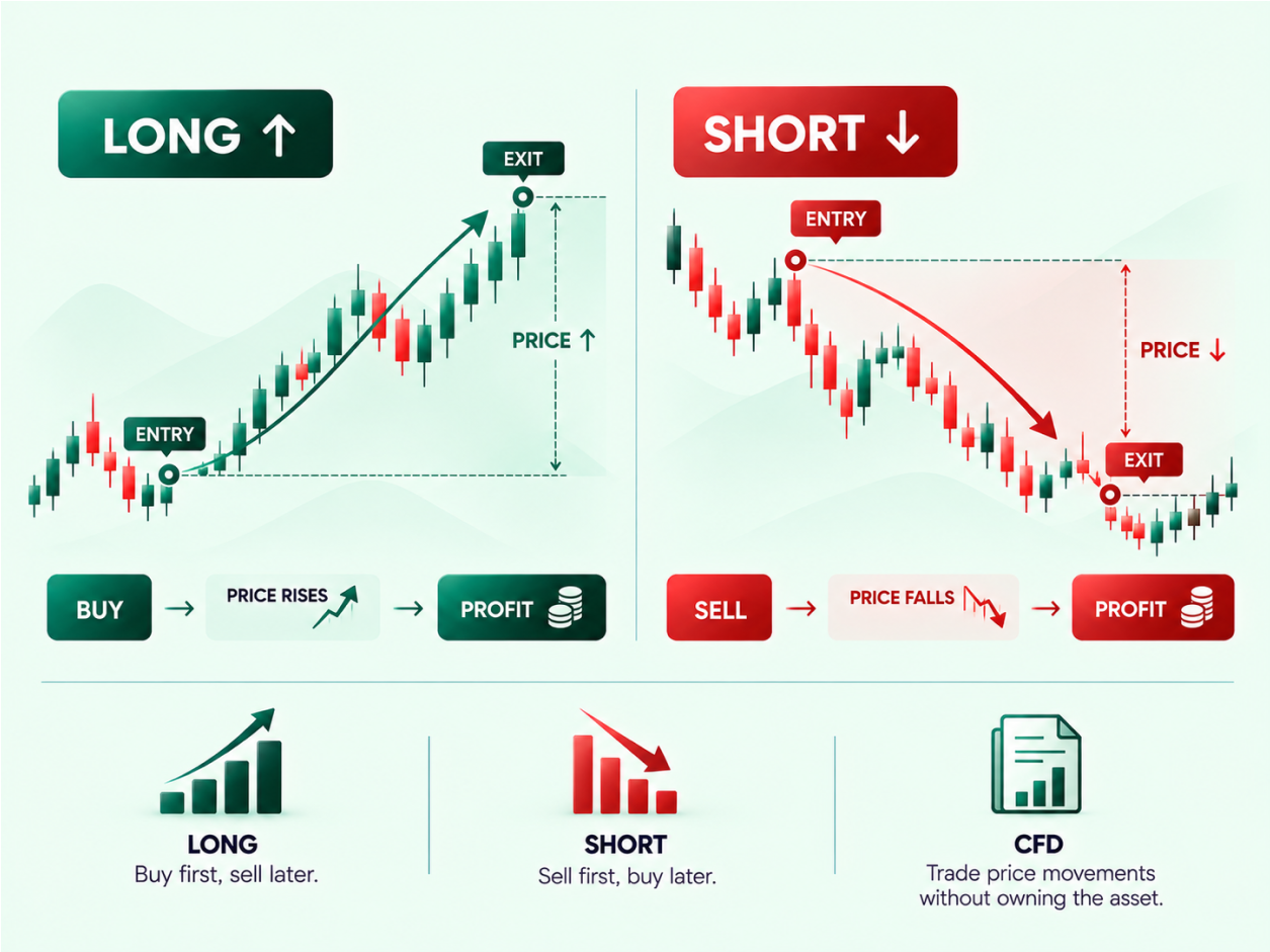 Going Long vs. Going Short infographic