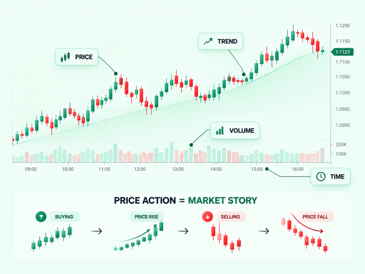 Reading Price Charts and Timeframes infographic