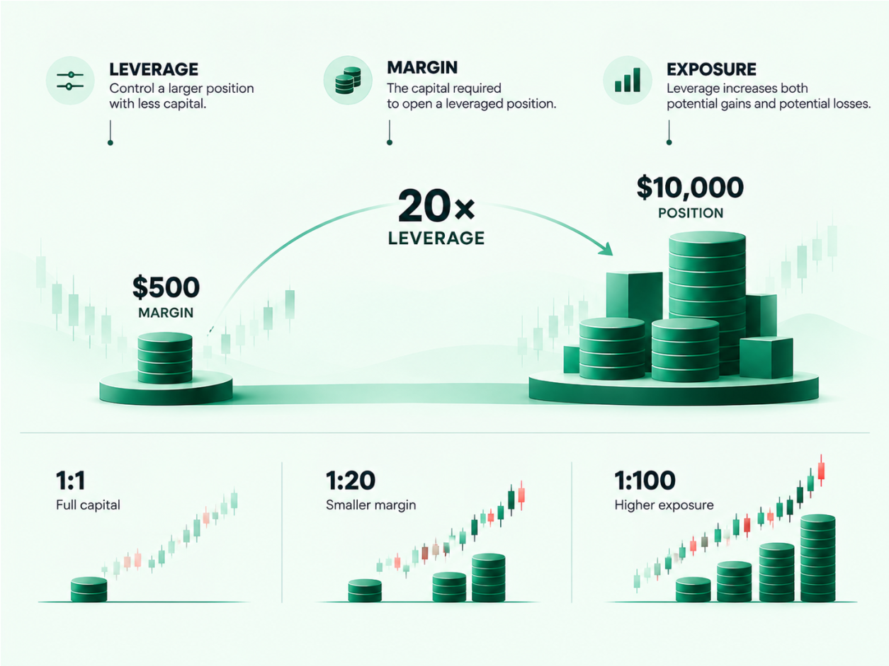 Leverage and Margin Explained infographic