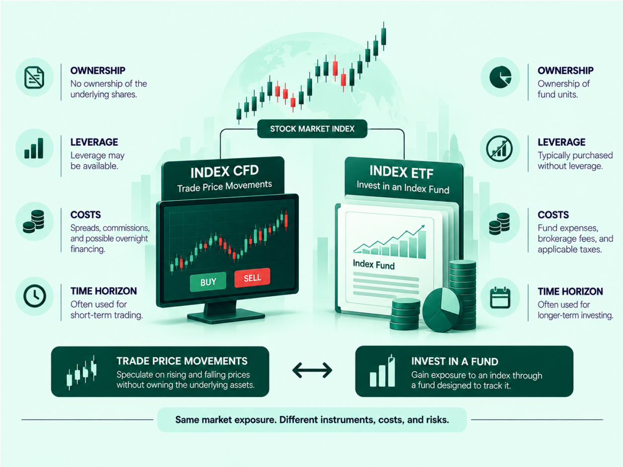 Index CFDs vs. Index ETFs: Which is Better for Traders? infographic