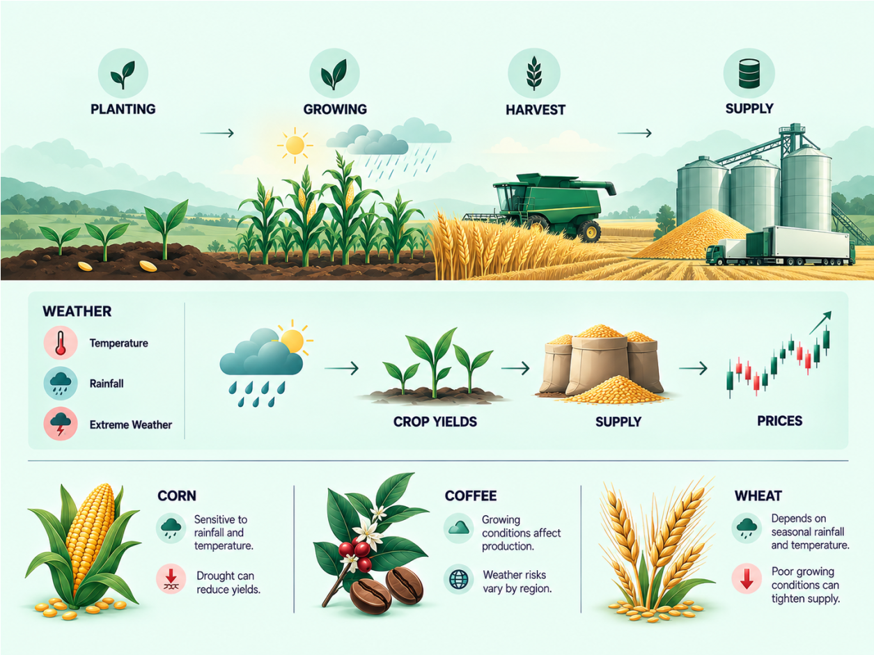 How Weather and Seasonality Affect Soft Commodities infographic