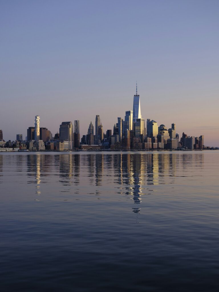 City skyline across water