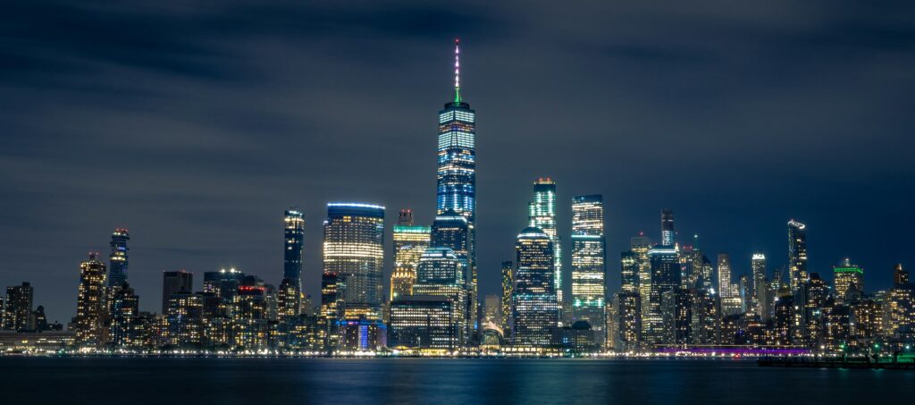 City skyline at night